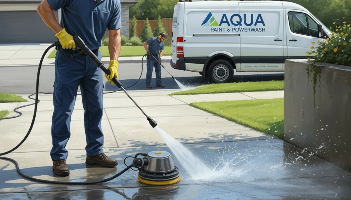 Concrete pressure cleaning in Easton, PA for driveways, walkways, and patios with professional grime removal
