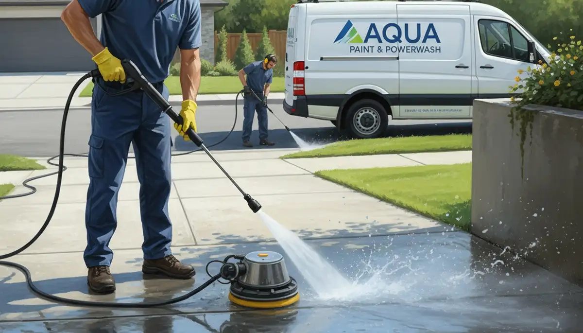 Concrete pressure cleaning in Easton, PA for driveways, walkways, and patios with professional grime removal