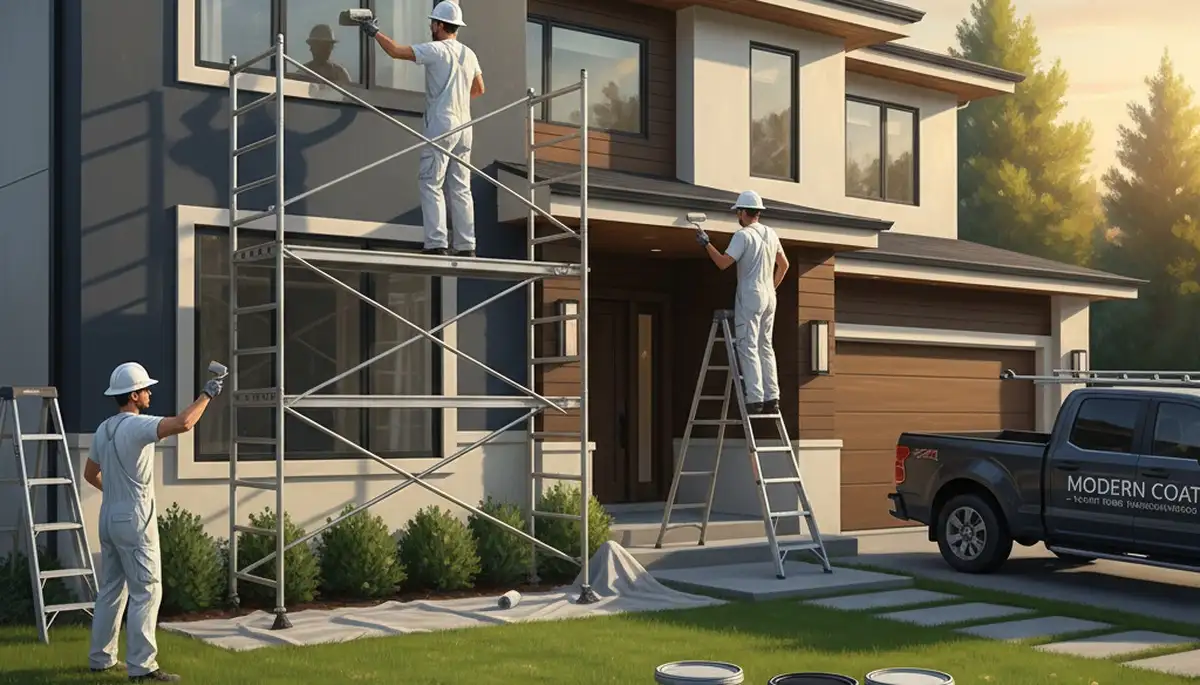 Easton, PA house painting crew applying durable exterior paint to a home