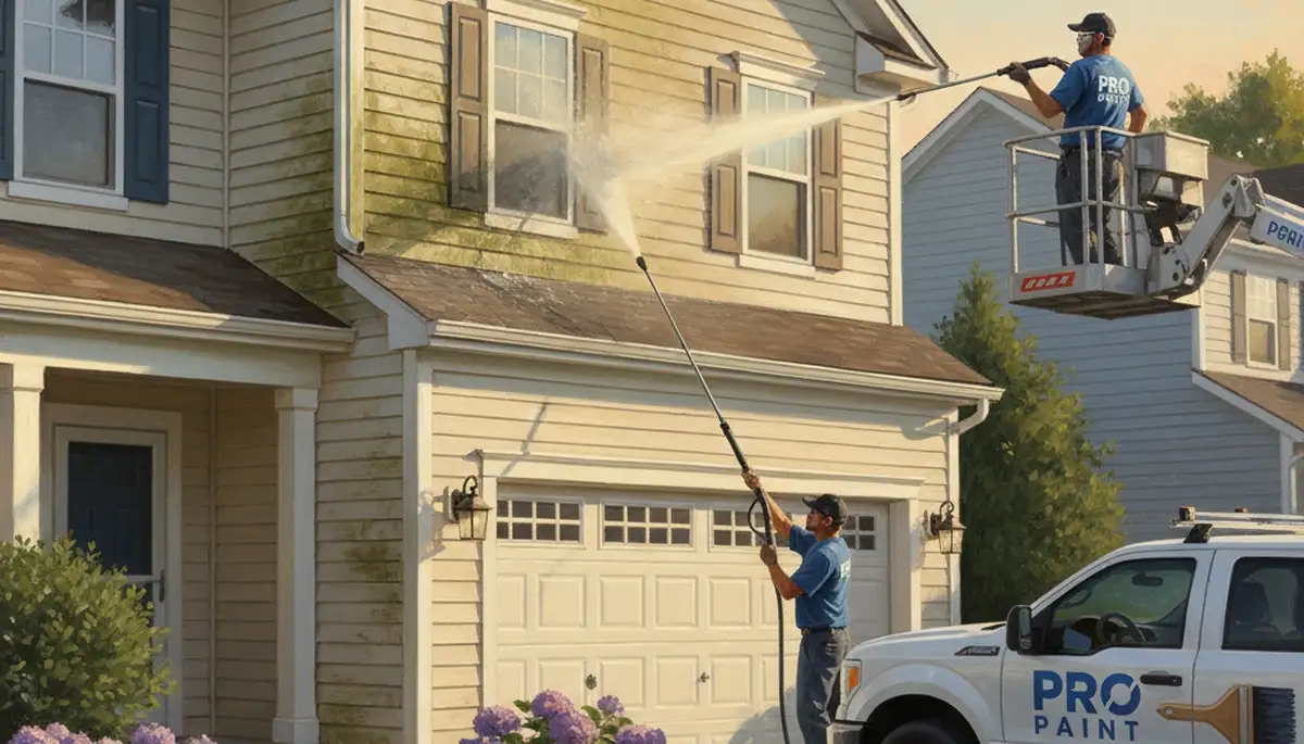 Vinyl siding pressure cleaning for Easton, PA home exterior by Easton Paint Pros
